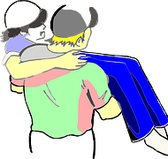 man lifting child